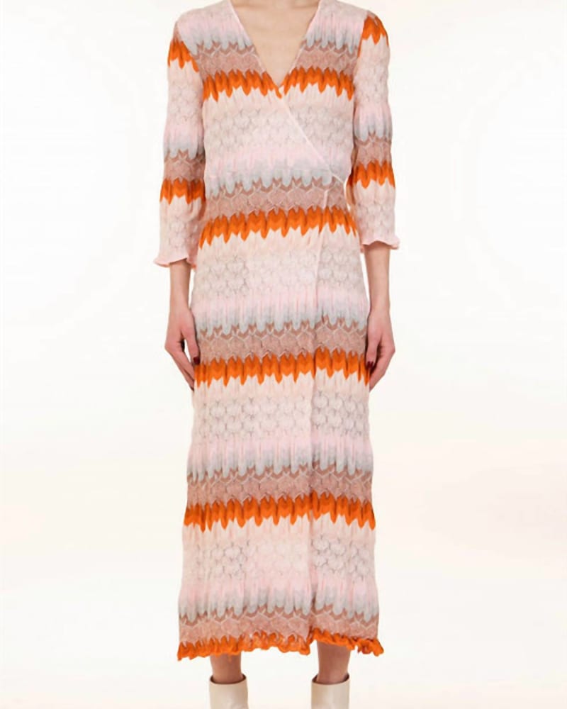 Front of a model wearing a size Large Jen Crochet Dress In Multi in Multi by Dixie. | dia_product_style_image_id:347617